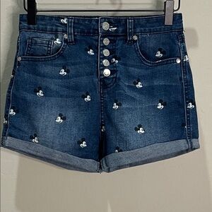 Disney Parks Jean Shorts Mickey Mouse Disneyland World Adult Vintage Rollup High